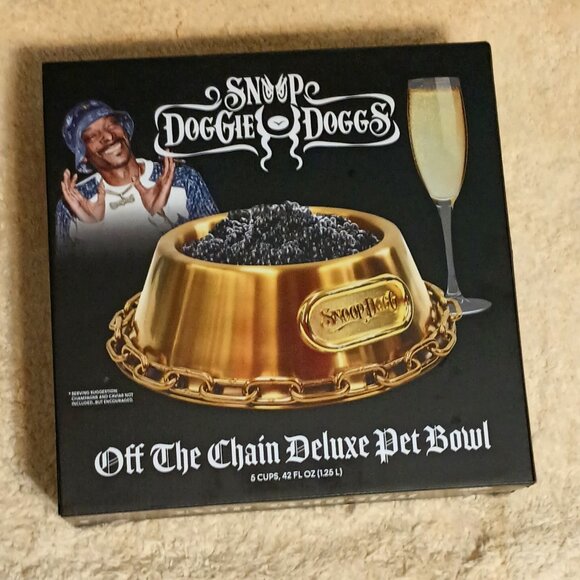 NWT~Snoop Doggie Doggs' Off The Chain Deluxe Gold SS Dog Bowl (5 Cups, 42 FL OZ) - Picture 8 of 13